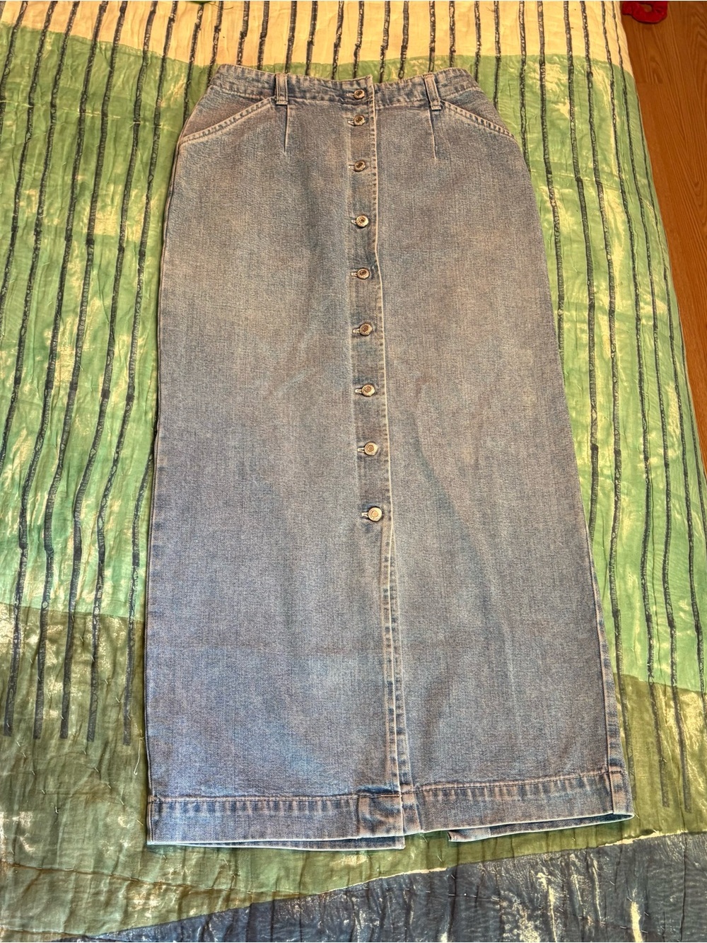 Vintage 90’s GAP Light Wash 100% Cotton Button Down Denim Maxi Skirt